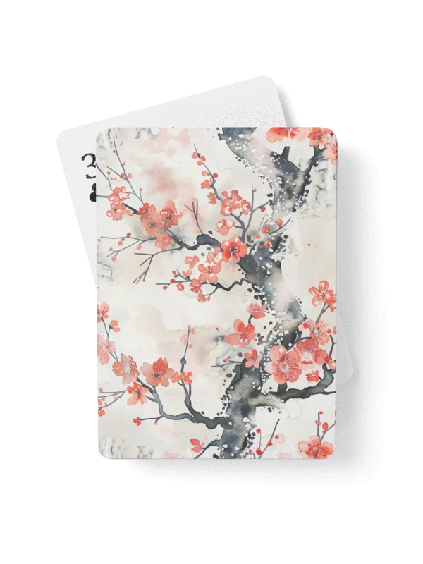 Japanese Cherry Blossom Playing Cards | Watercolor Sakura Floral Art Poker Deck product image (1)