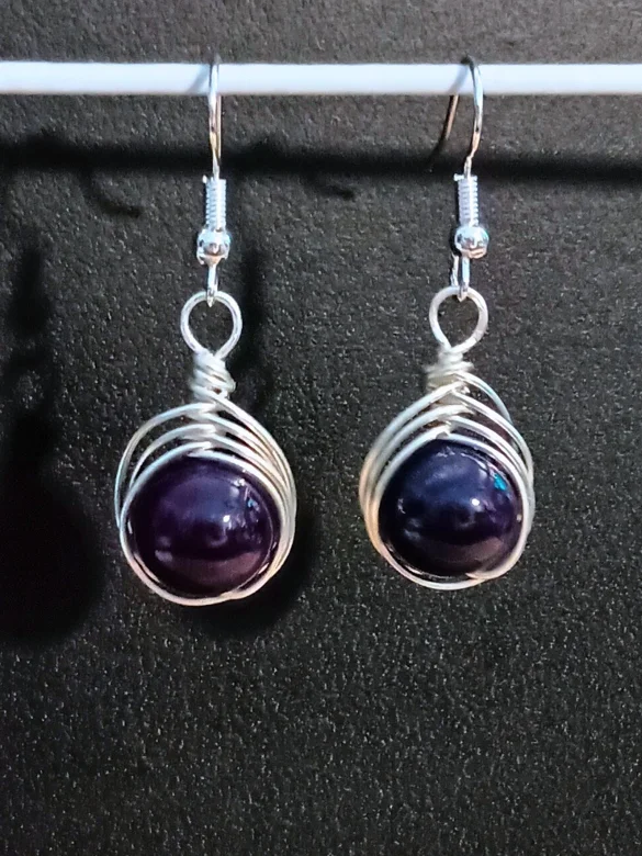 Handmade Purple Drop Earrings | Goth, Silver-Tone | Purplelicious Dreamweaver product image (2)