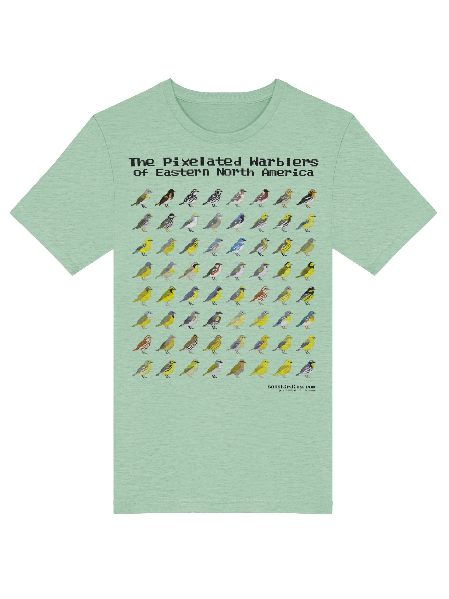 The Pixelated Warblers of Eastern North America Supersoft Tee (black text) product image (5)
