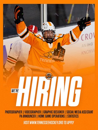 Come work for the Ice Vols! 

We are currently hiring interns for the 2026-2027 season! Internships are unpaid and run the fu...