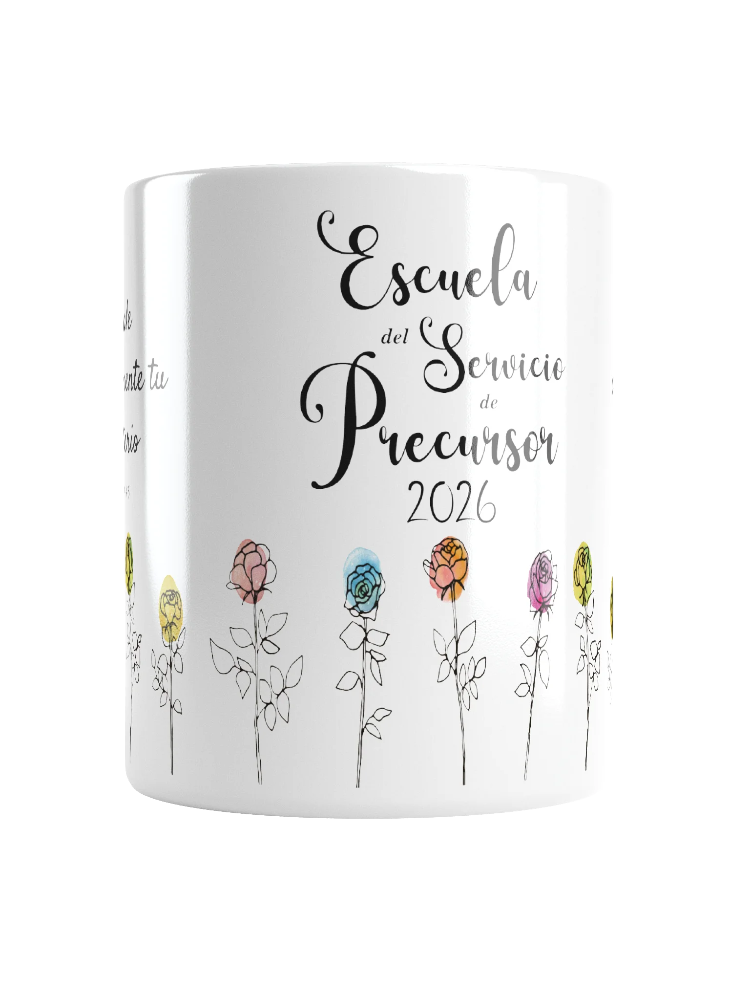 Taza Escuela del Servicio de Precursor 2026 – 2 Timoteo 4:5 Floral Inspiradora product image (1)