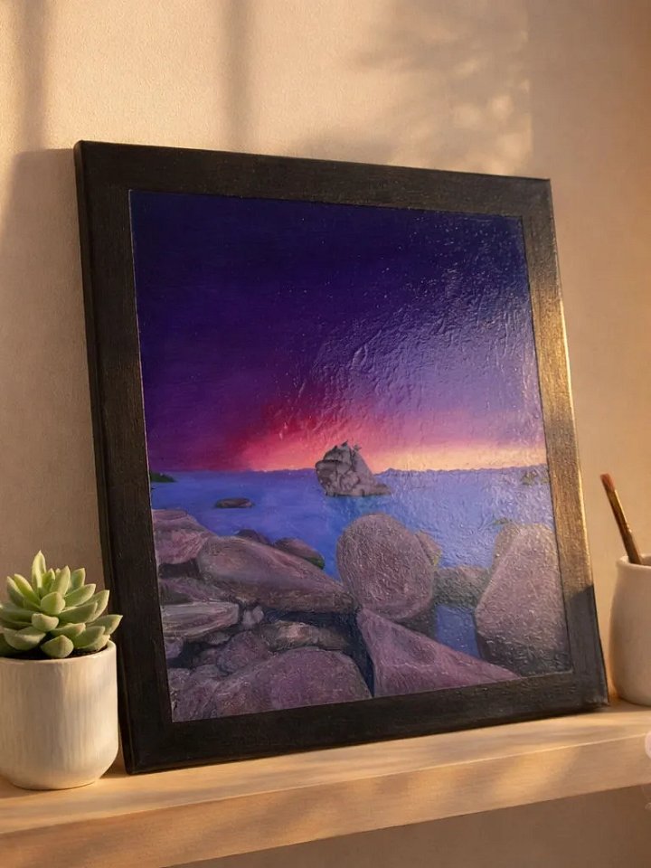 Boulder Sunset Serenity – Original Acrylic Landscape Painting on Wood Canvas product image (1)