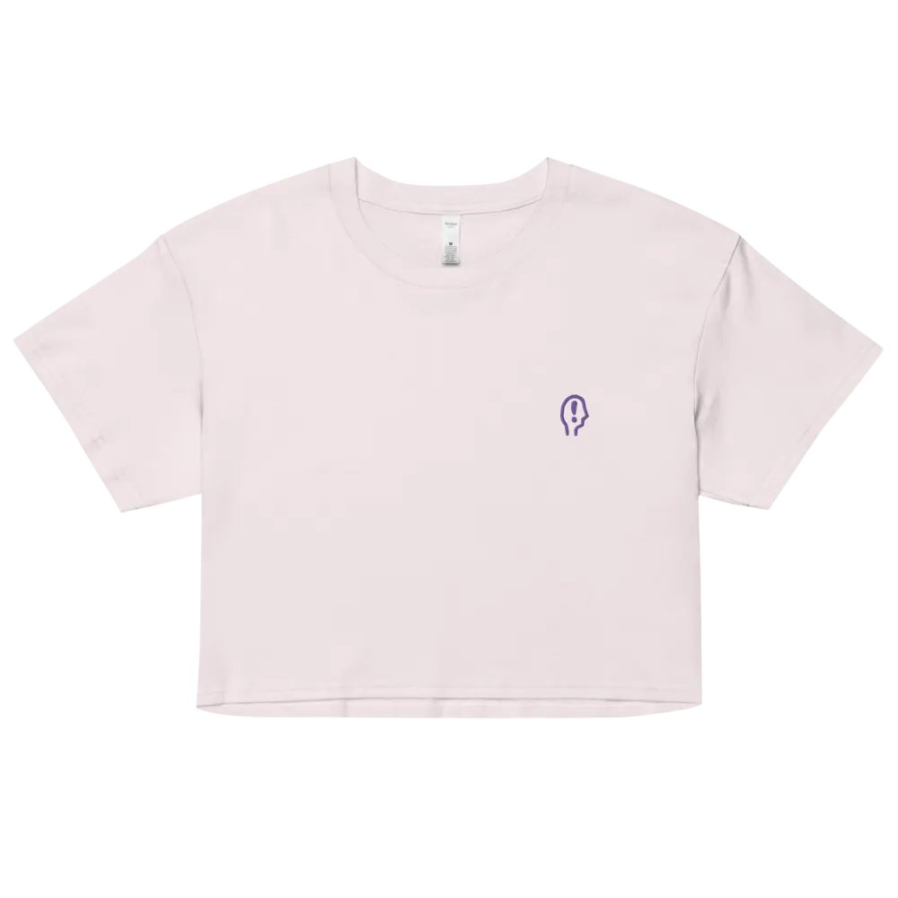 EXCLAIMING MENTALLY (L.C., purple) embroidered cotton crop top product image (3)