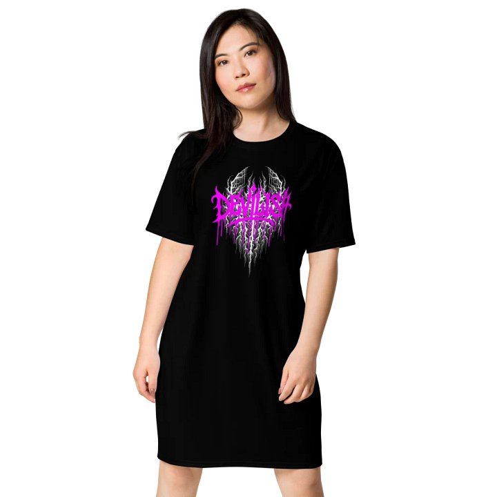 Devilish Graphic Grunge T-Shirt Dress - Neon Pink product image (1)