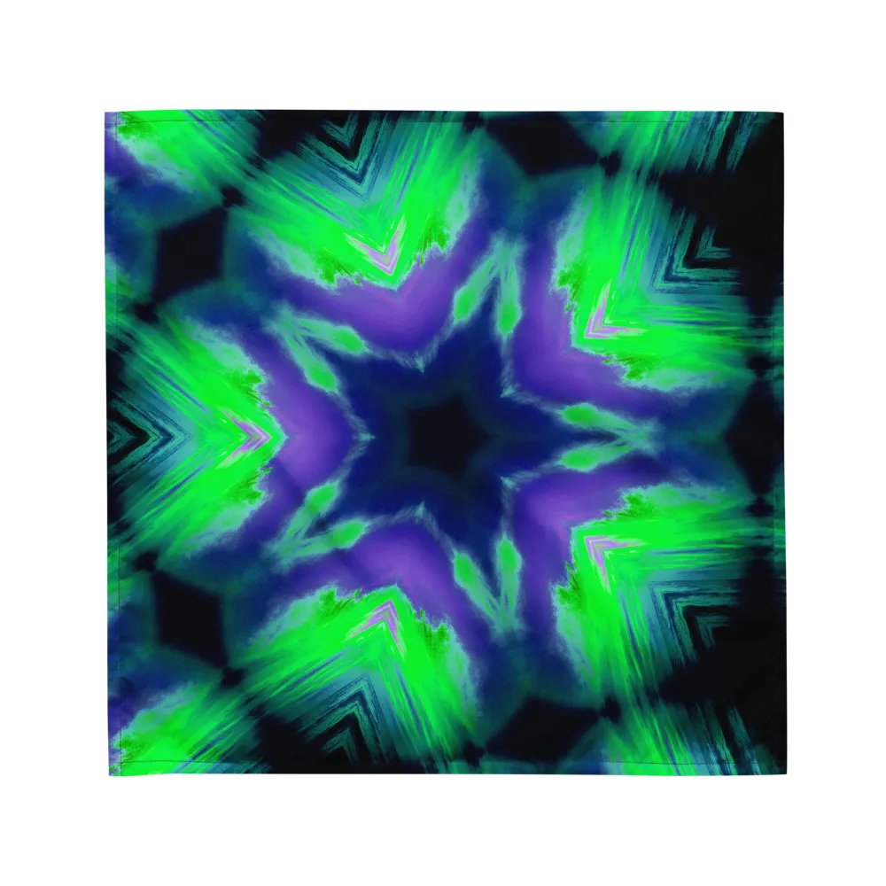 Summer Sea Witch Star Beach Bandana, Neon Blue Purple Green Flower Kaleidoscope Art Accessory product image (3)