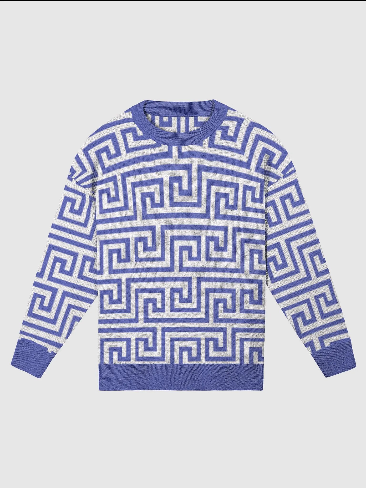Blue Greek Key Knitted Relaxed Sweater product image (1)