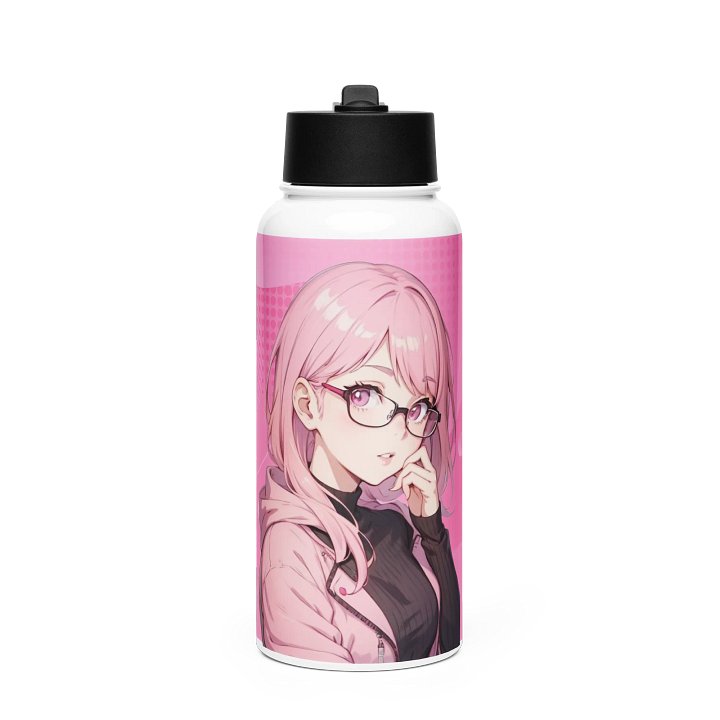 (PINK WAIFU) K Stainless Steel Water Bottle with a Straw Lid product image (1)