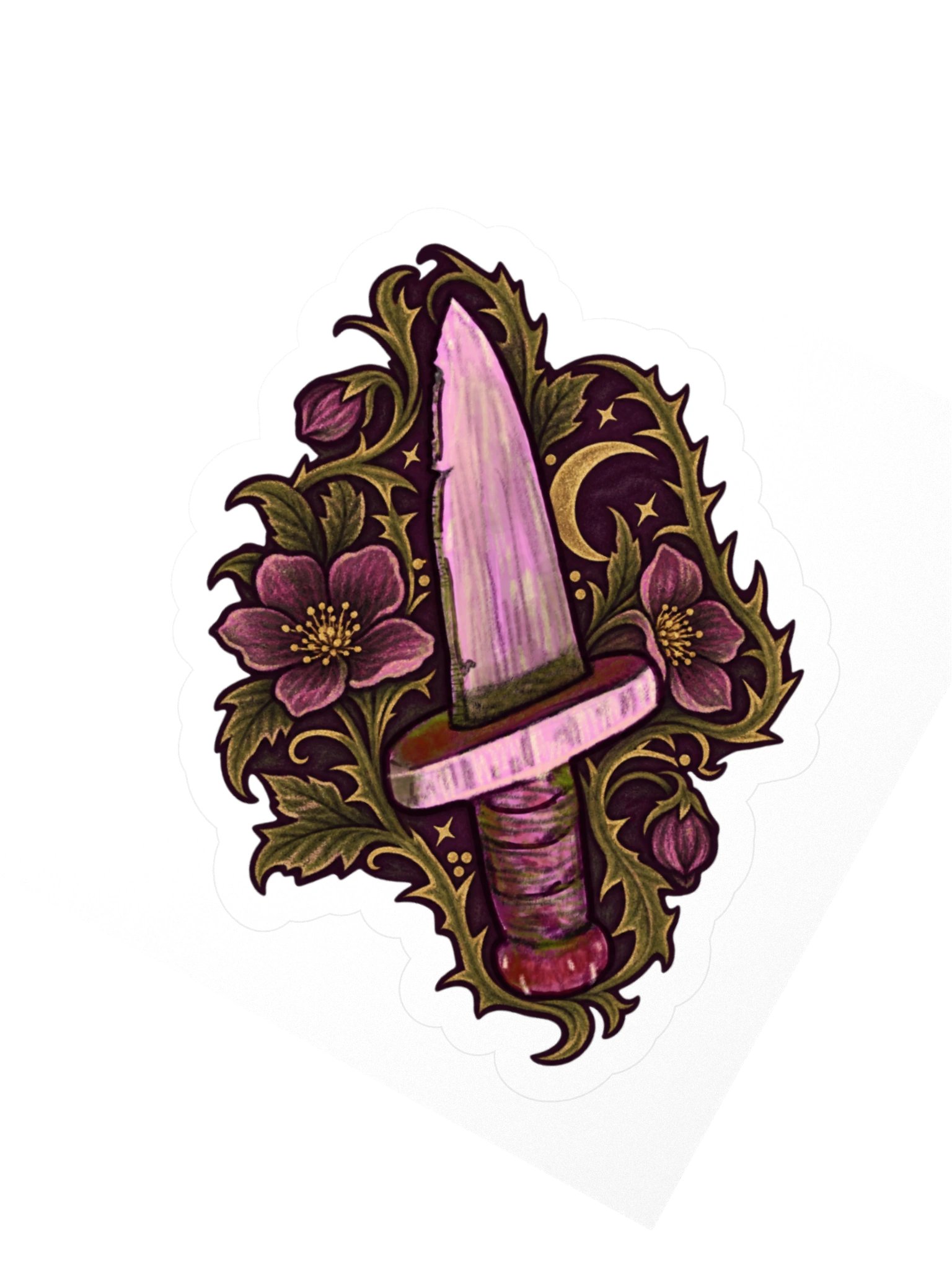 Mystic Dagger Floral Kiss Cut Sticker product image (5)