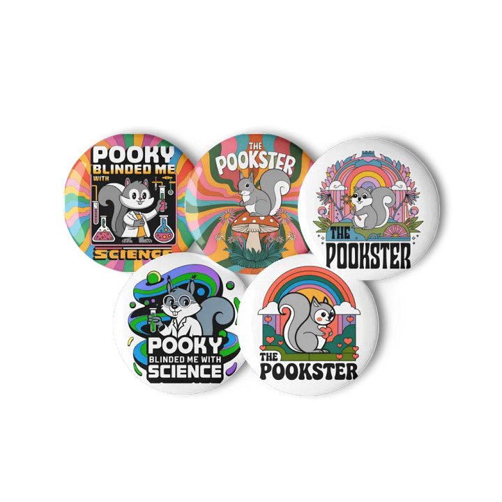 Original Pooky Artwork Buttons: Set of Five -I product image (3)