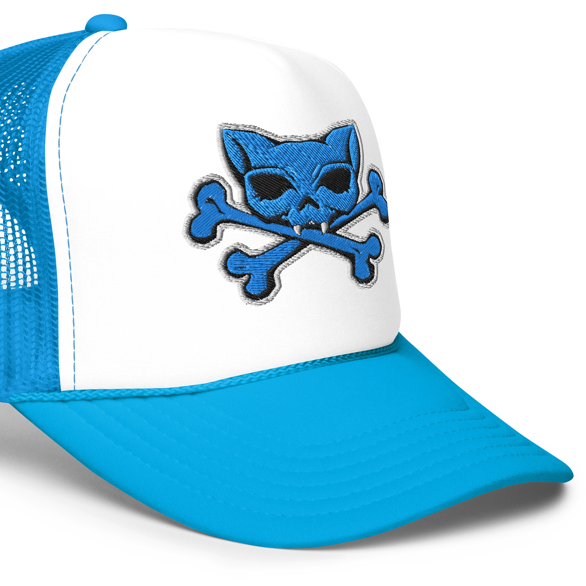 Blue Kat Skull Embroidered Hat product image (5)