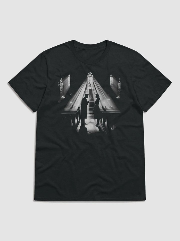 Sacred Noir: Whispered Vows in Light and Shadow (Front Print Womens Tee) product image (1)