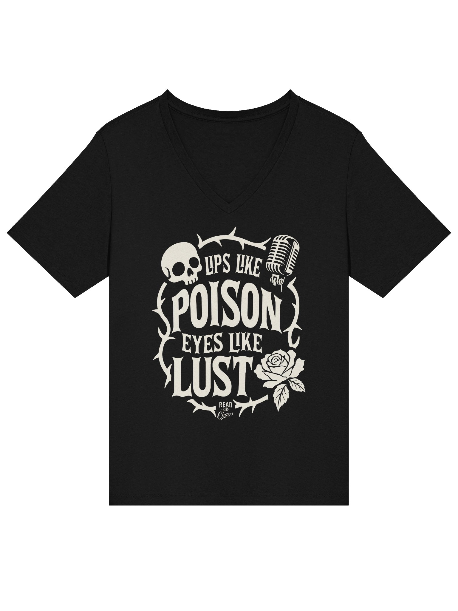 Lips Like Poison VNeck Tshirt product image (1)