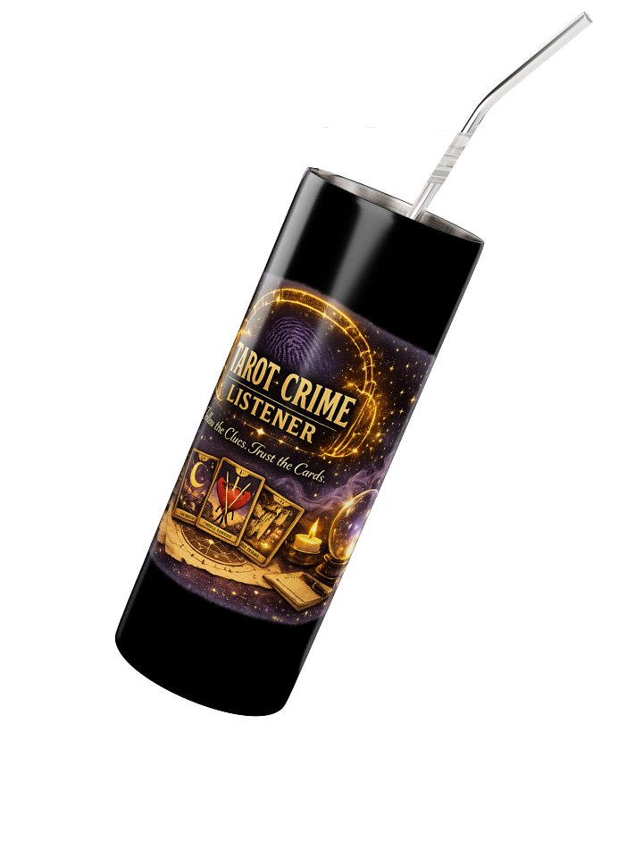 Tarot Crime Listener Tumbler – Mystical True Crime Tarot Cup | Witchy Podcast Lover Gift | True Oracle 20oz Skinny Wrap product image (2)