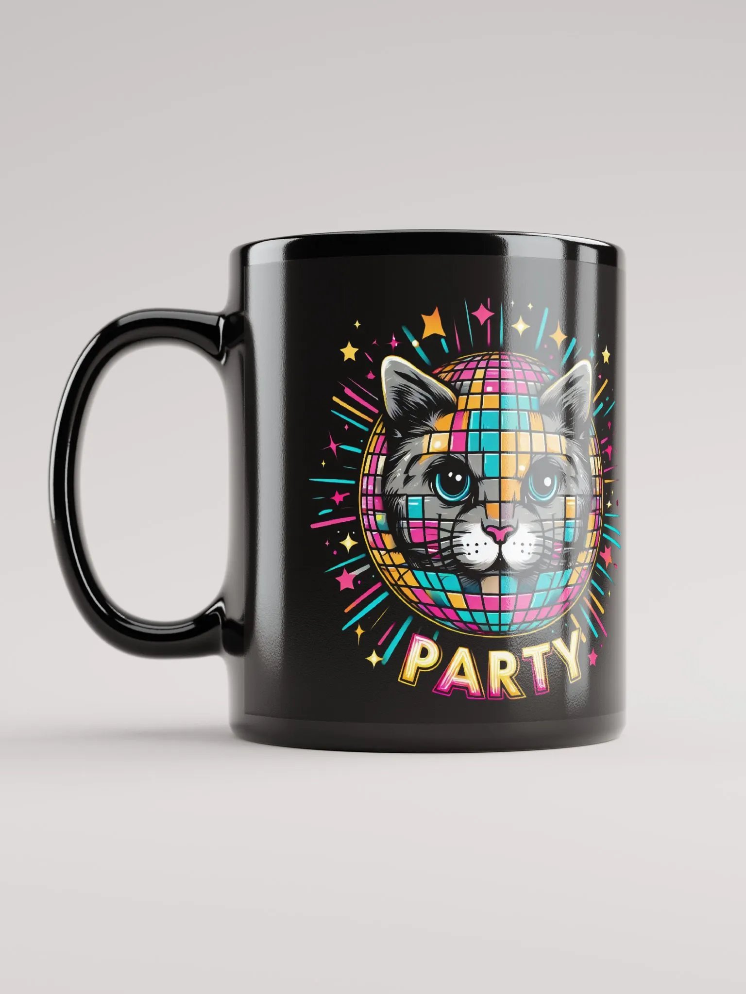 Disco Ball Cat Mug - Black product image (3)