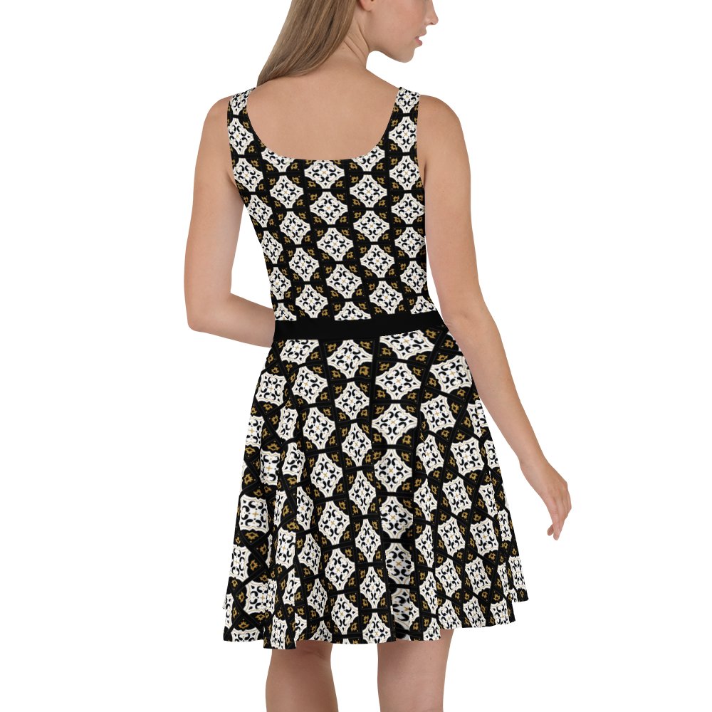 Arabesque Tile Dress | Brown White & Black product image (3)
