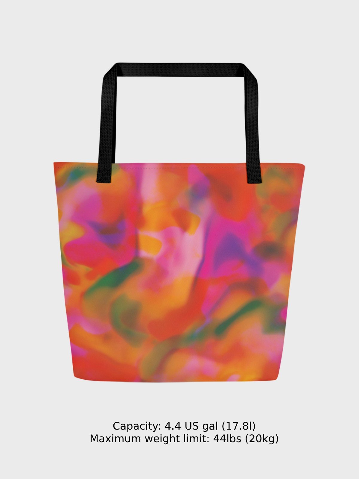 Large Tote Bag "Trendy Vibrant Pink Orange Tie Dye" product image (4)