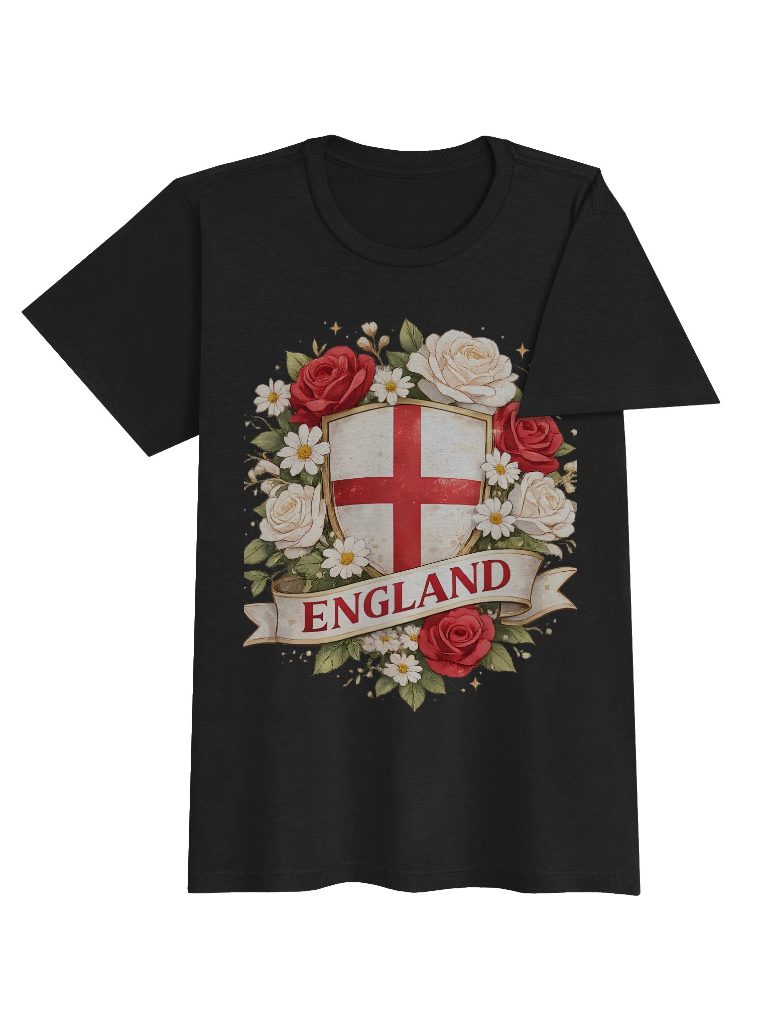 England Heritage Women’s T-Shirt | English Rose & St. George Shield Graphic – Vintage Supporters Tee product image (5)
