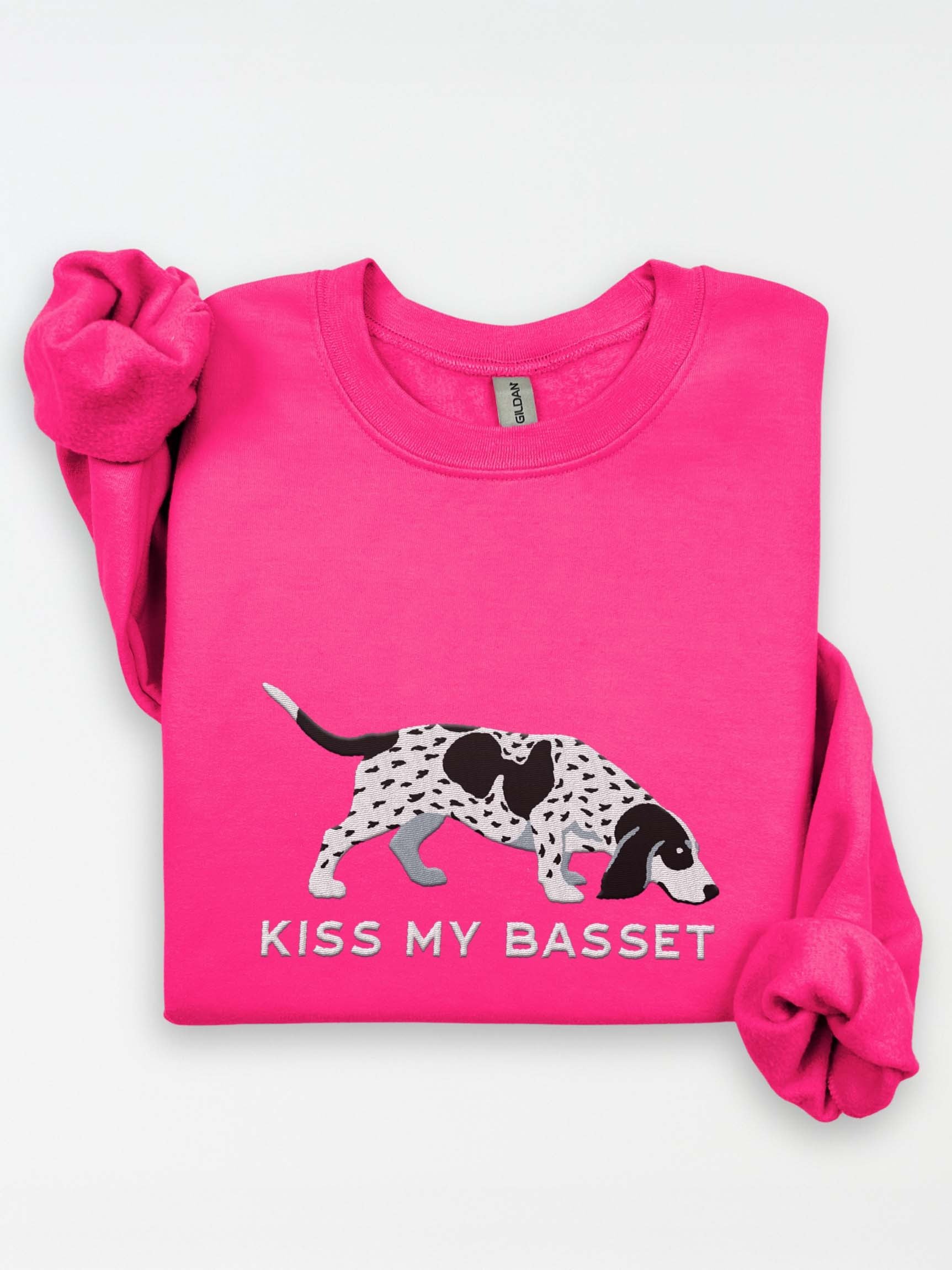 Kiss My Basset Sweatshirt (Embroidered) of a Basset Bleu de Gascogne(Black & White) product image (1)