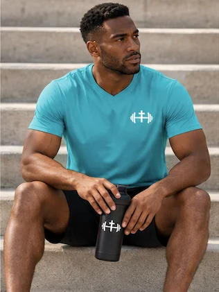 His House Mens Performance V-Neck T-Shirt - Teal by His House