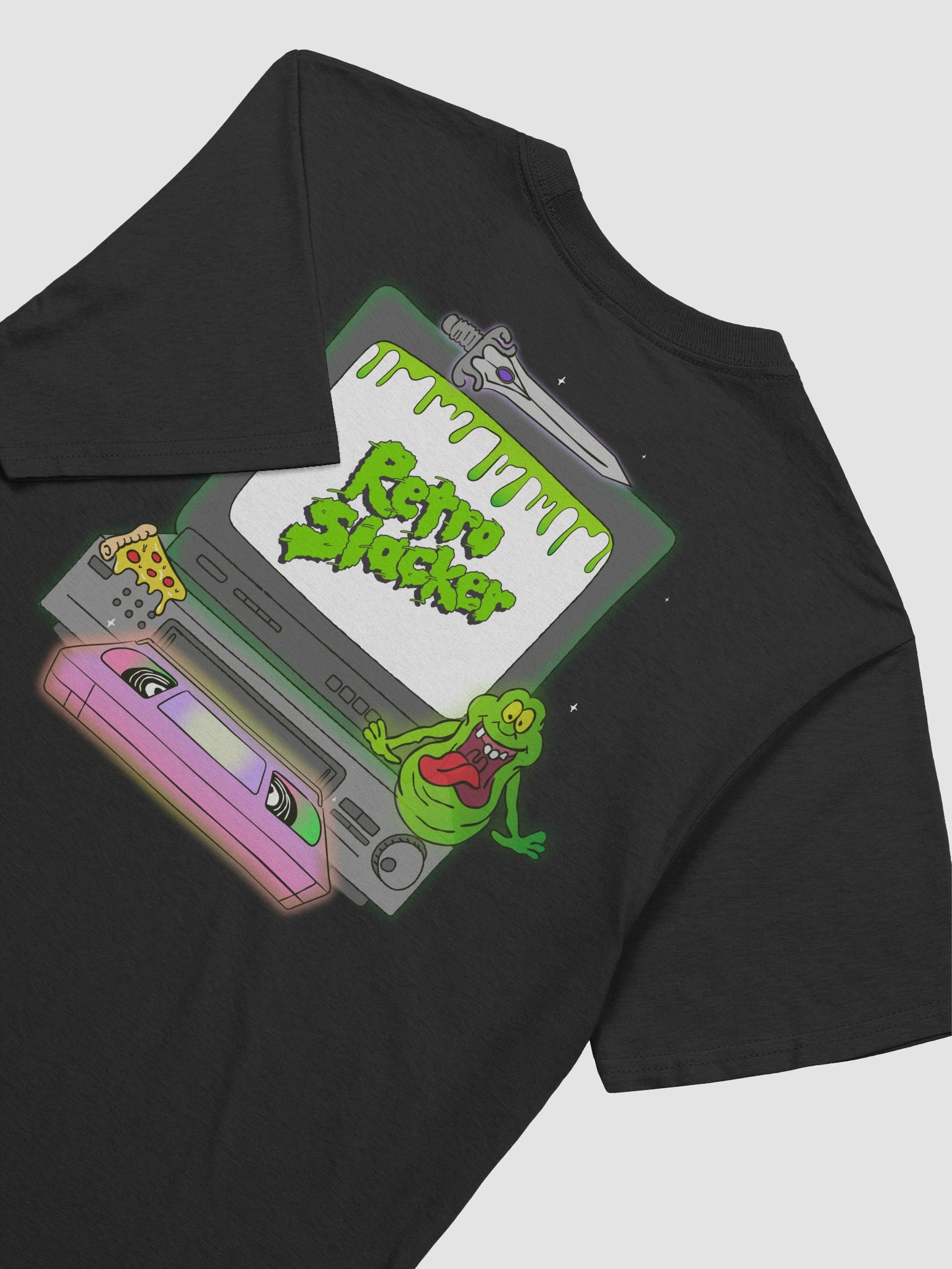 Retro Slacker T-Shirt Small Logo With Back Design product image (5)