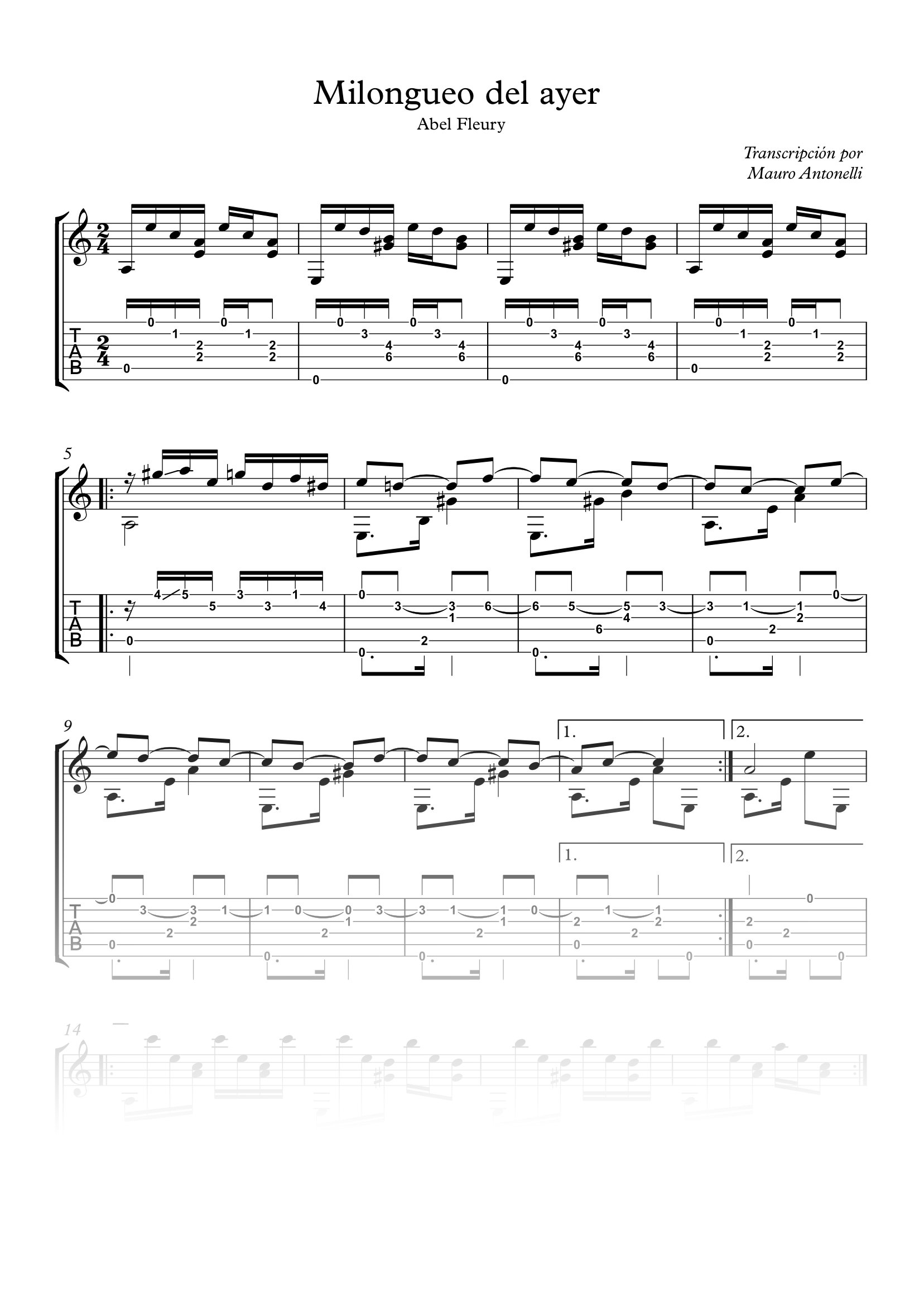 Milongueo del ayer - Partitura + Tabs product image (1)