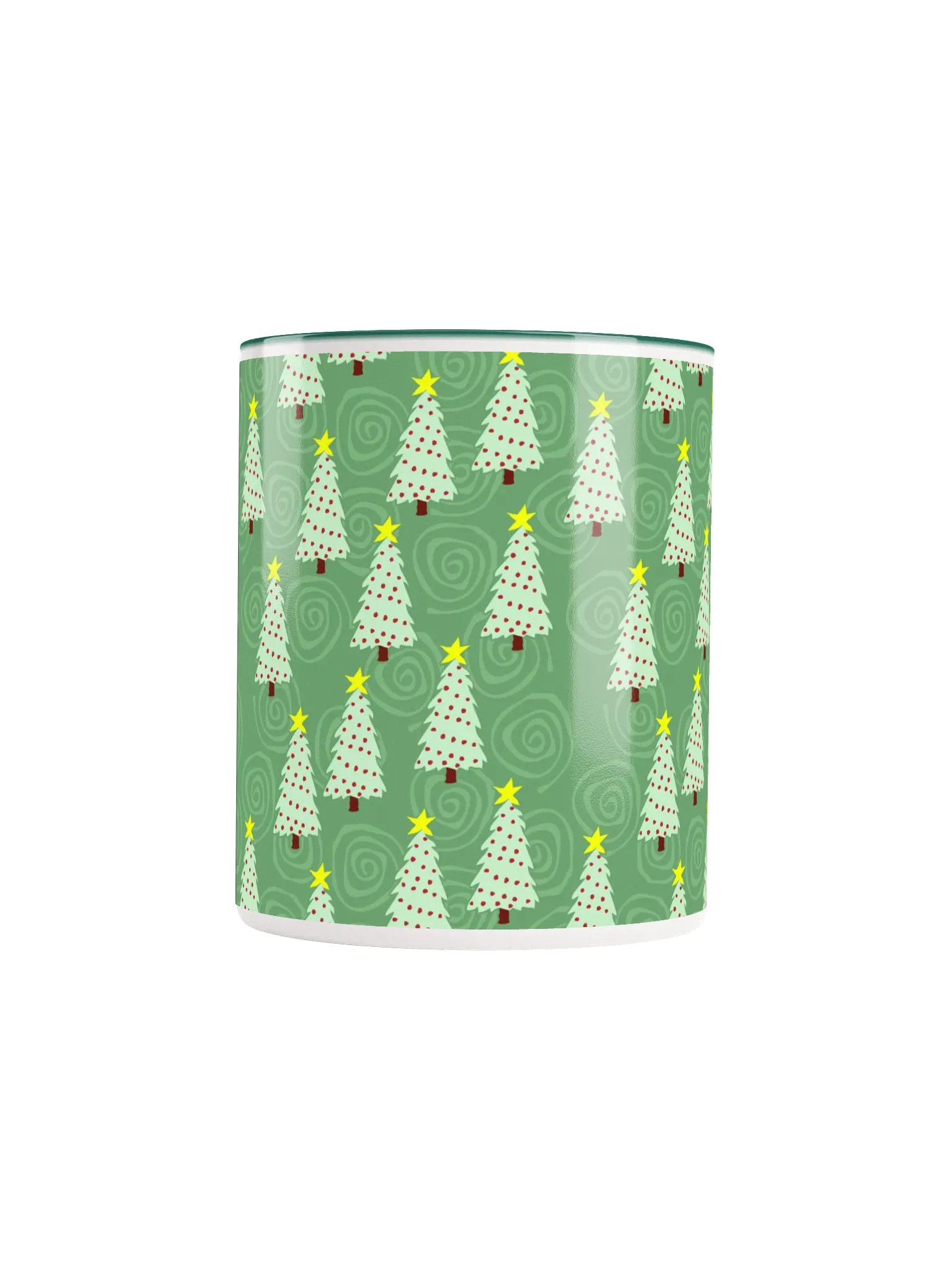 Green Christmas Trees on Green Spirals Ceramic Mug product image (5)