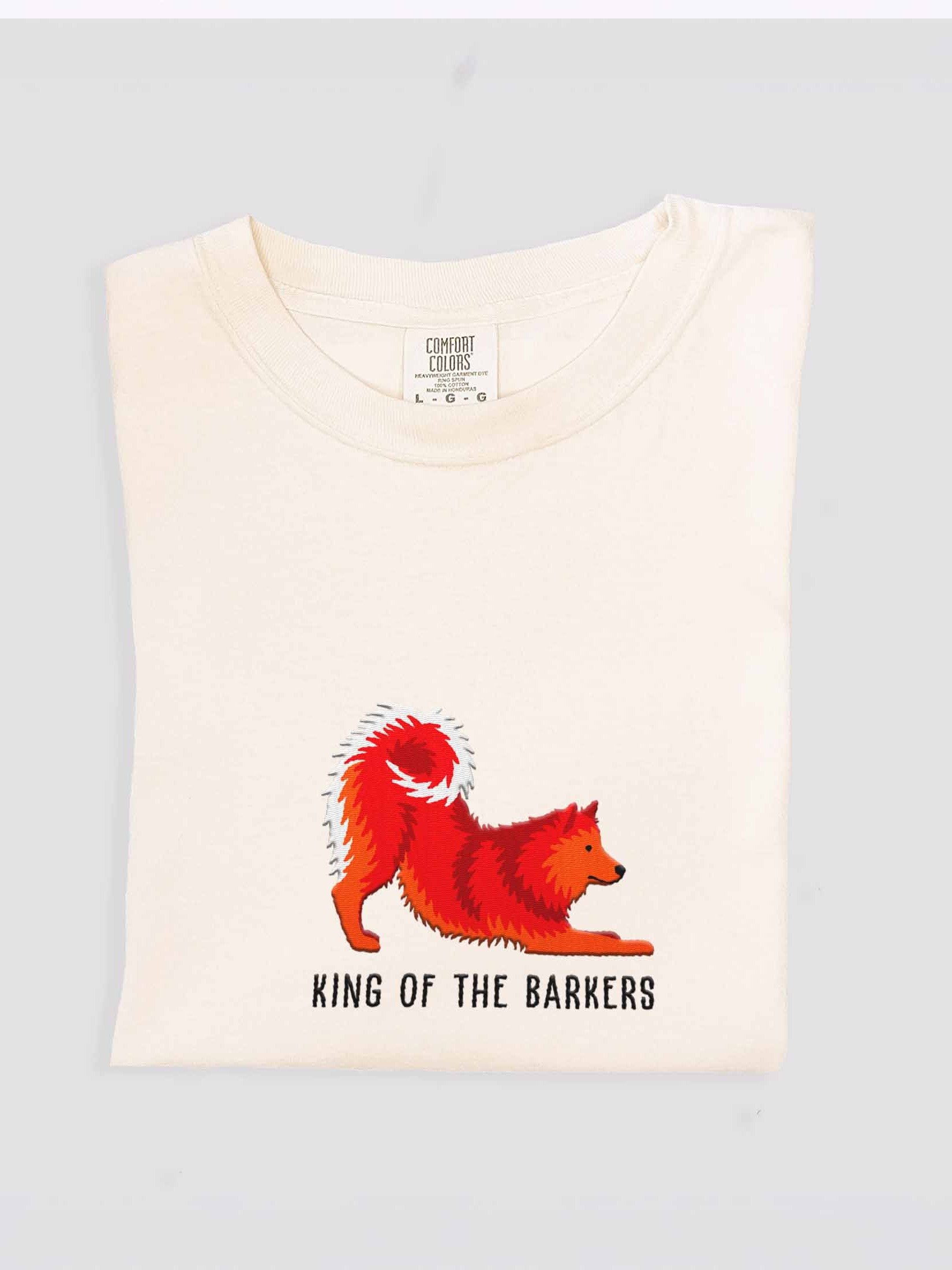 King of the Barkers T-Shirt(Embroidered) of a Finnish Spitz(Red) product image (1)