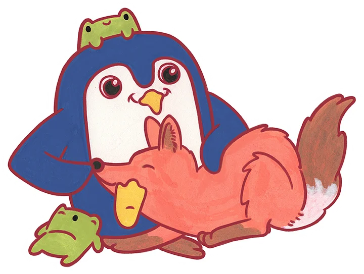 sticker : peguin, fox & frogs (dono) product image (1)