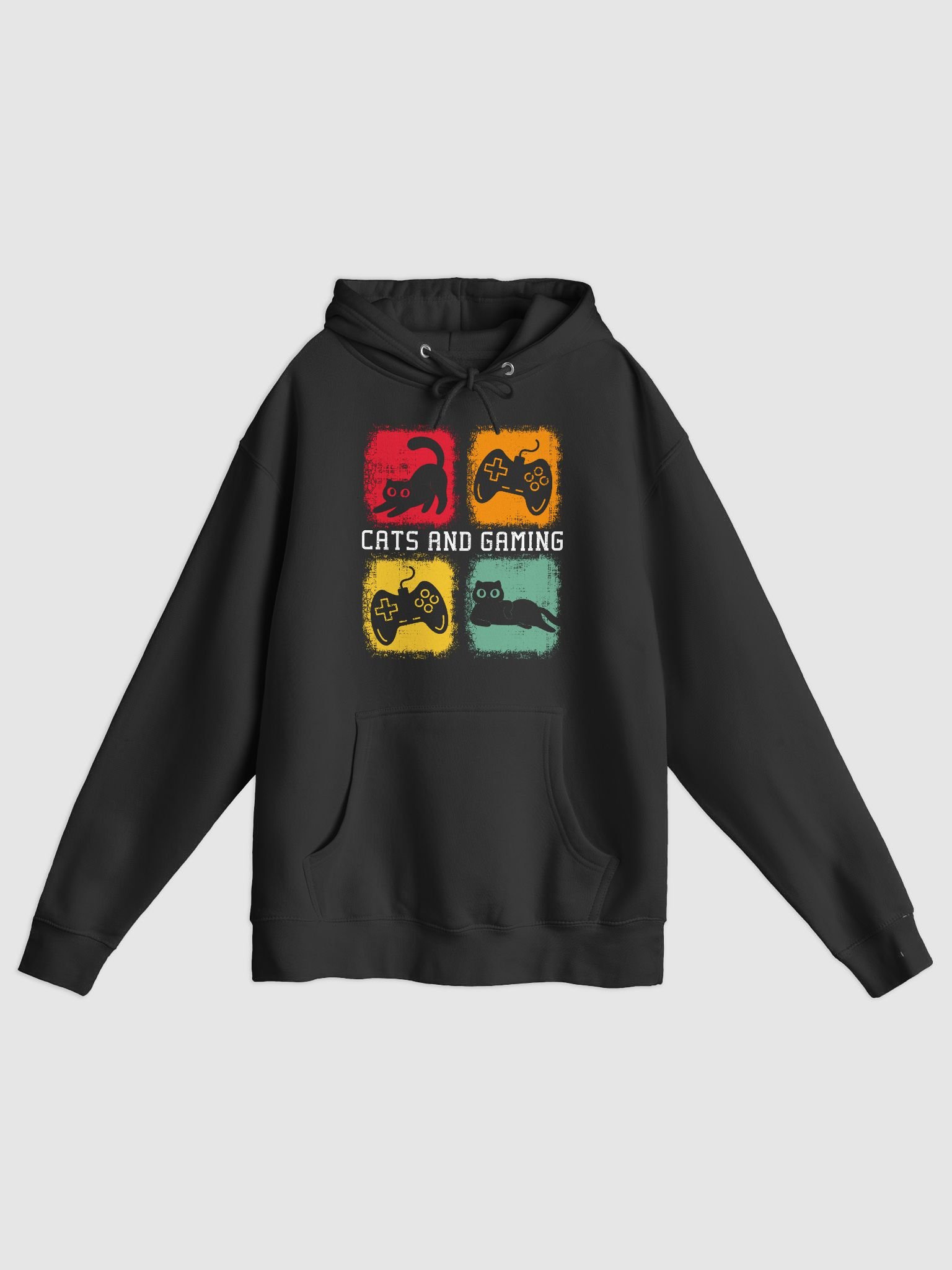 Graphic Cat and Controller Grid Hoodie product image (2)