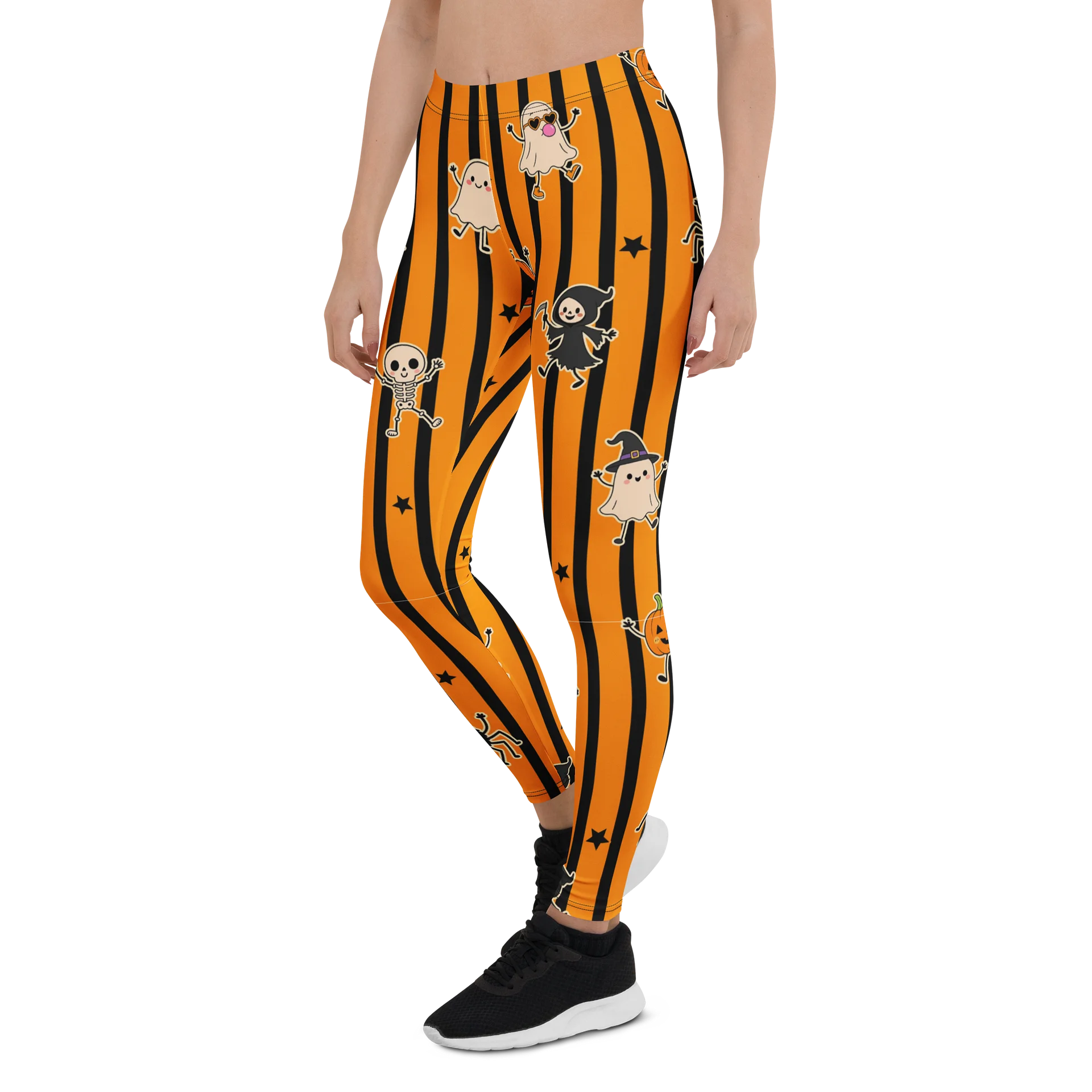 Black and Orange Striped Halloween Leggings product image (4)