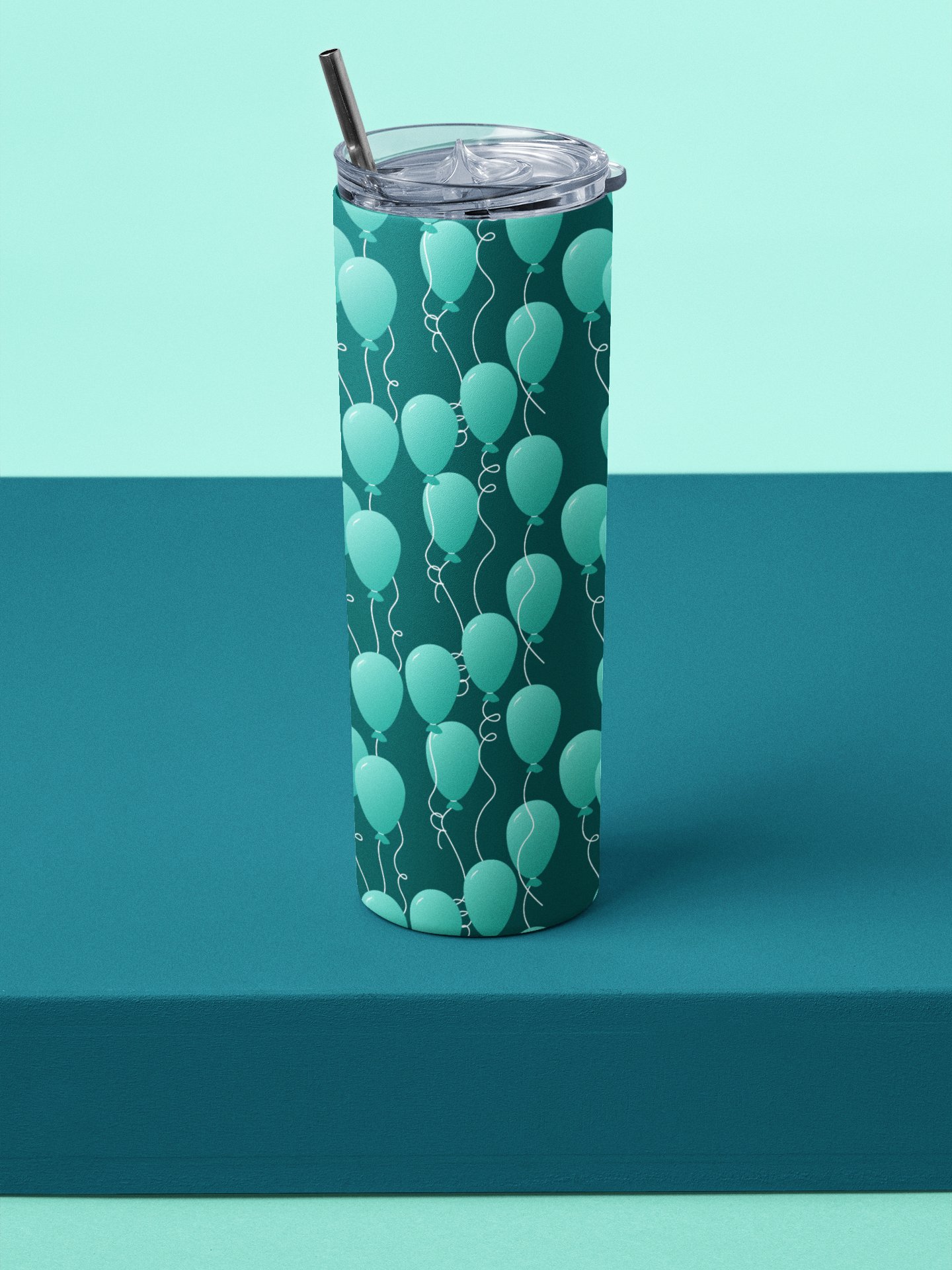 Party Time! Floating Balloons 20 oz Tumbler with Straw product image (1)