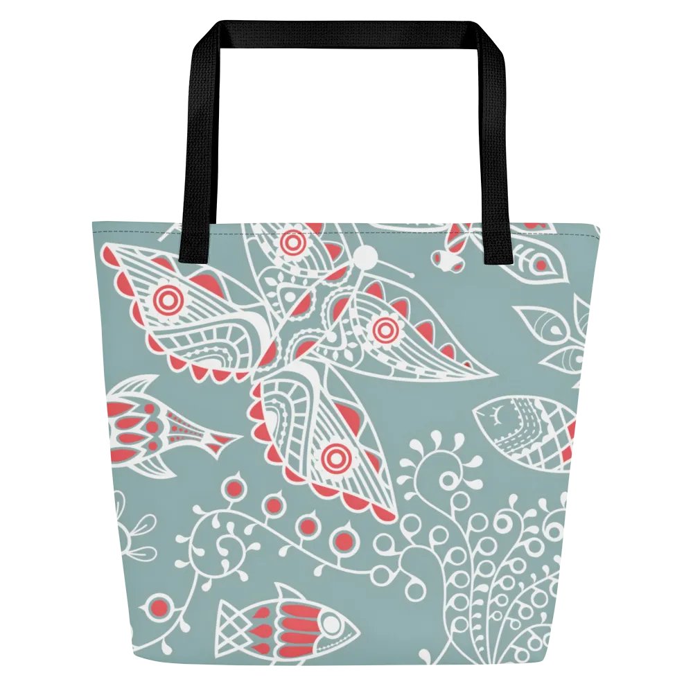 Abstract Butterfly Tote With Pocket Bag #733 product image (4)