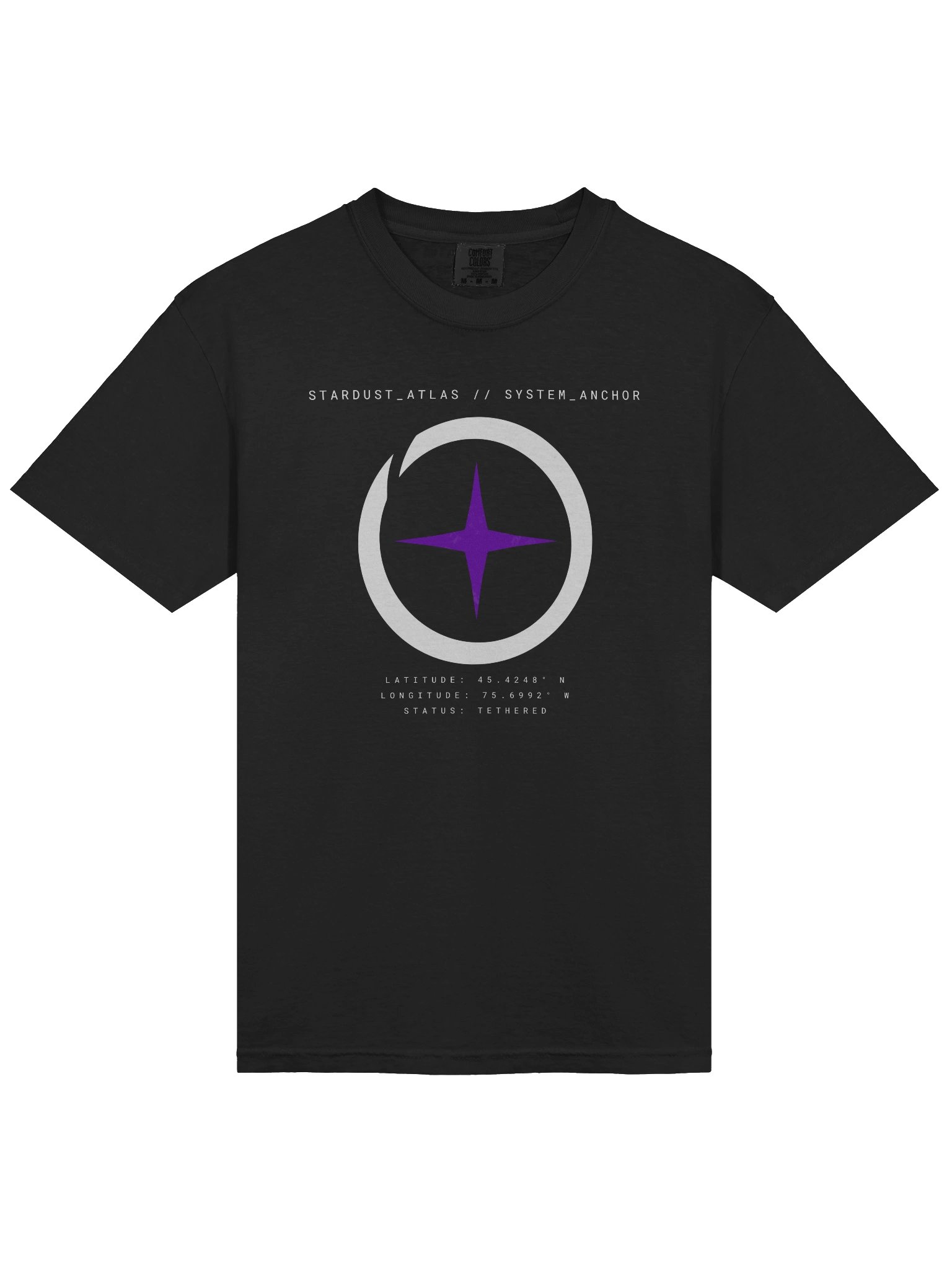 OBJECT 015: SYSTEM_ANCHOR // COORDINATES - Stardust Atlas Signature Tee product image (4)