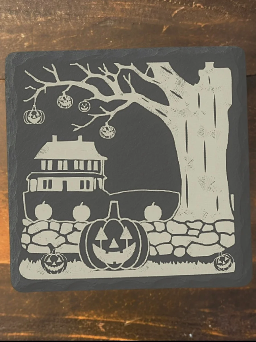 Vintage Halloween Engraved Slate Coasters, Set of 4, Round or Square product image (5)