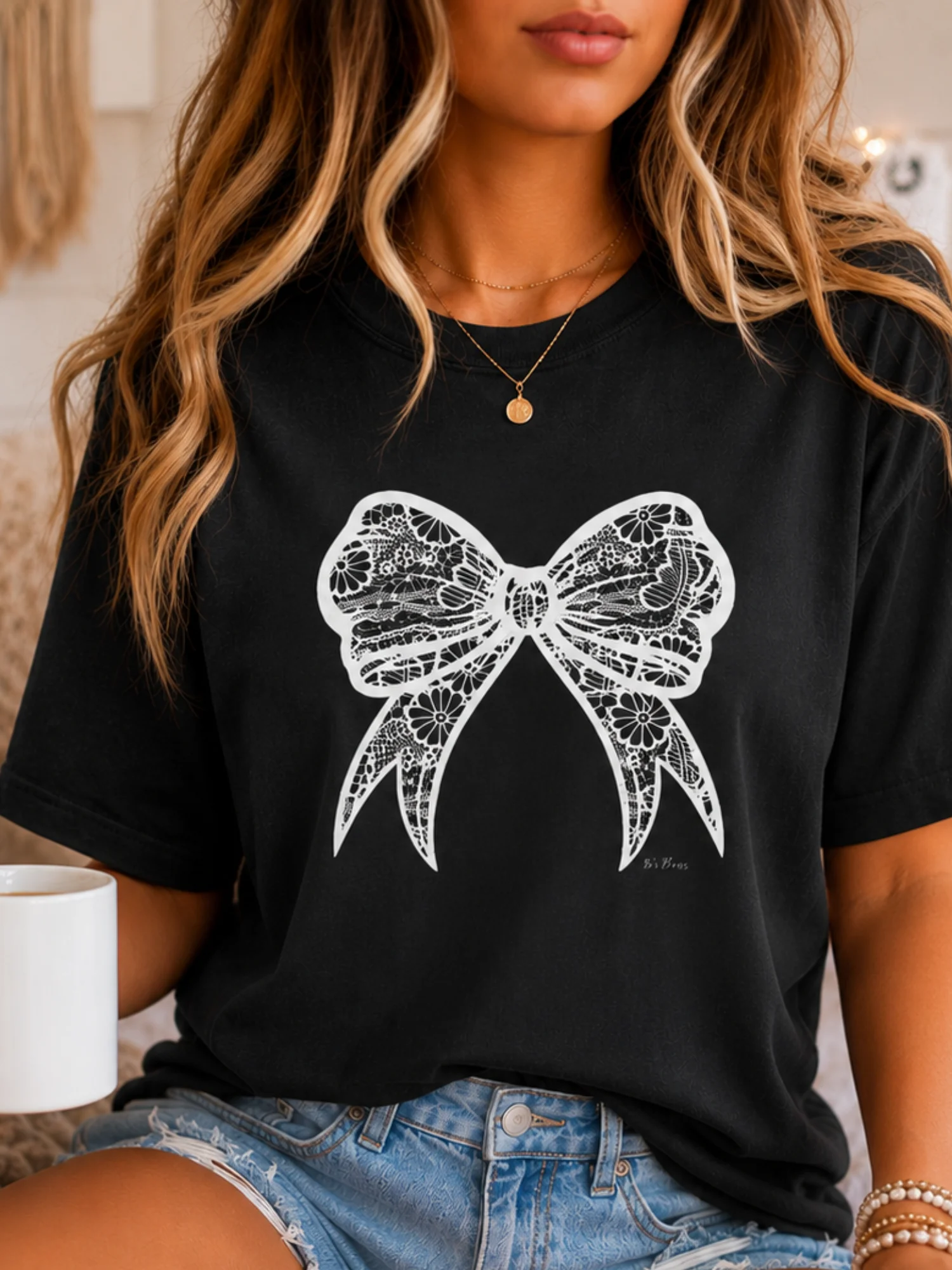 Comfort Colors Coquette White Bow Graphic T-Shirt product image (2)