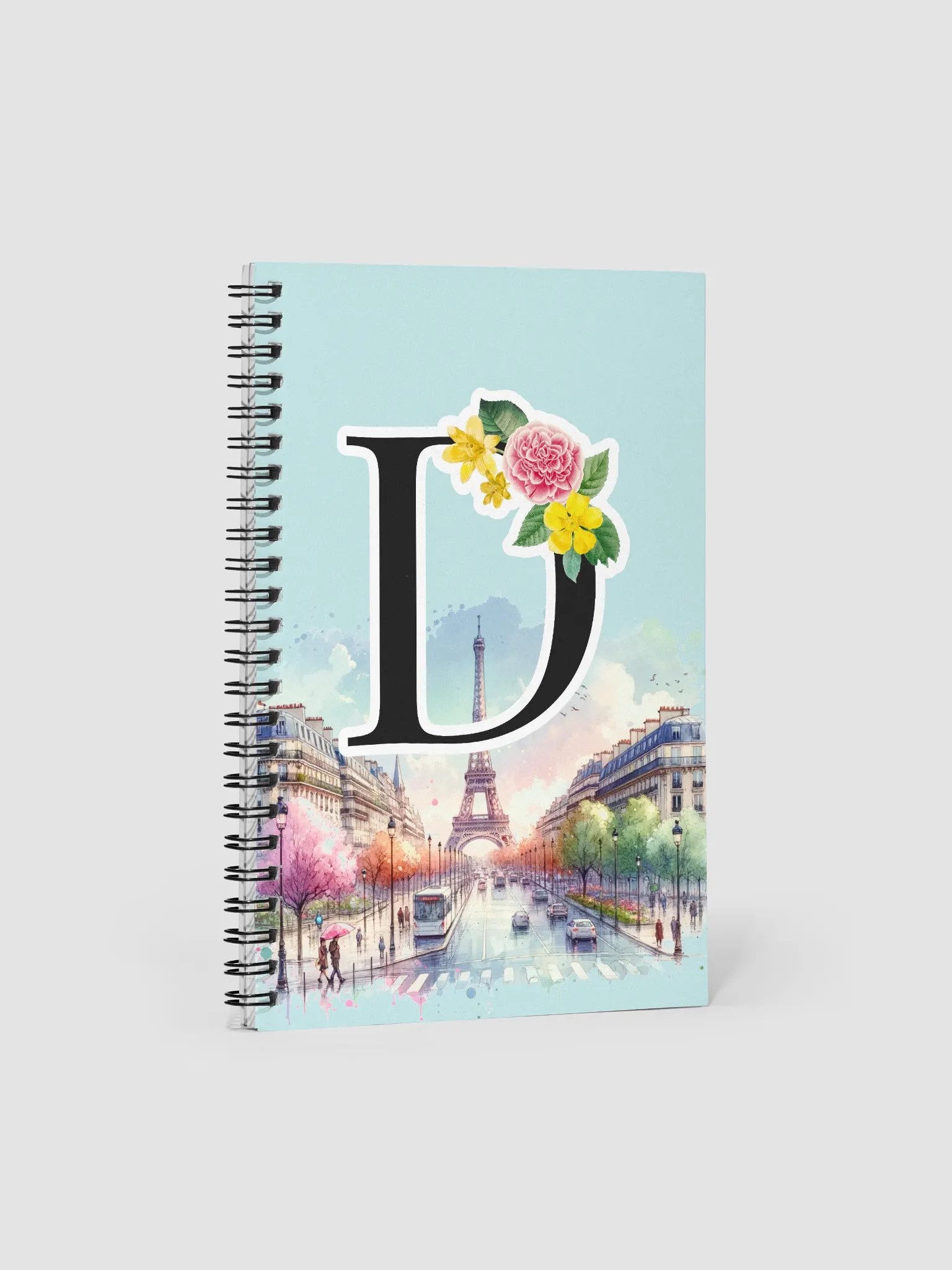 Floral Monogram “D” Spiral Notebook – Paris Edition product image (1)