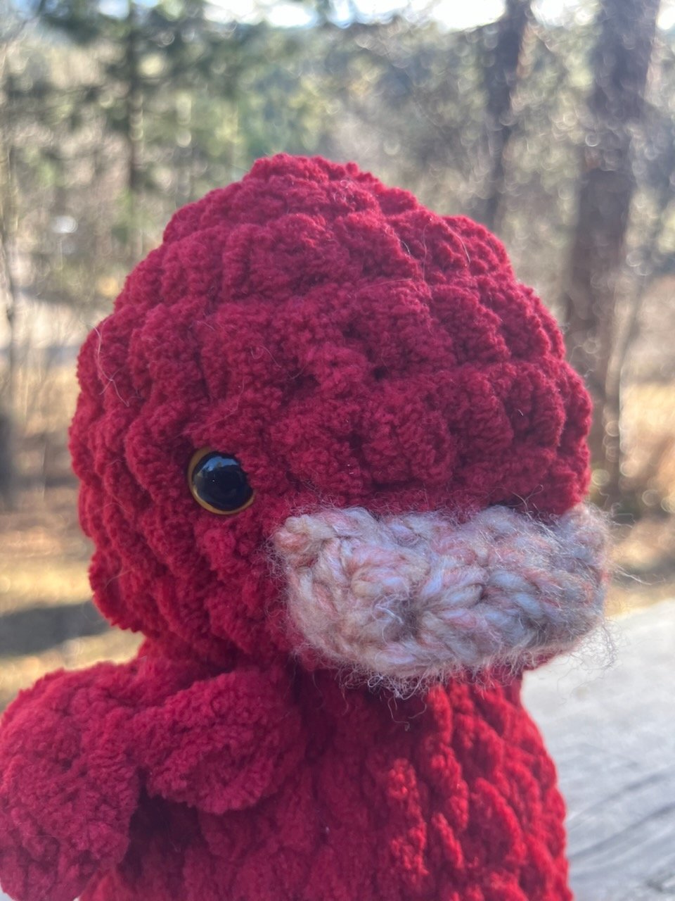 Hand-Crocheted Standing Bird - Vibrant Red with Earth-Toned Accents product image (4)