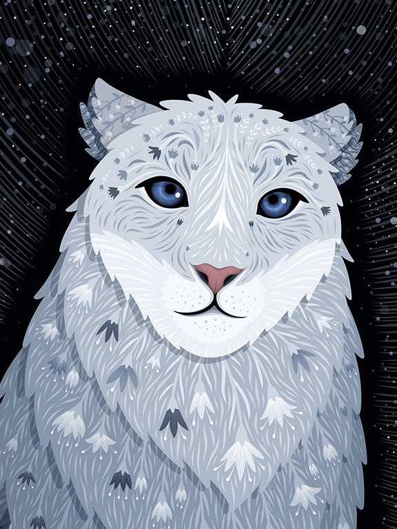 Snow Leopard and Snowy Owl Art Print product image (2)