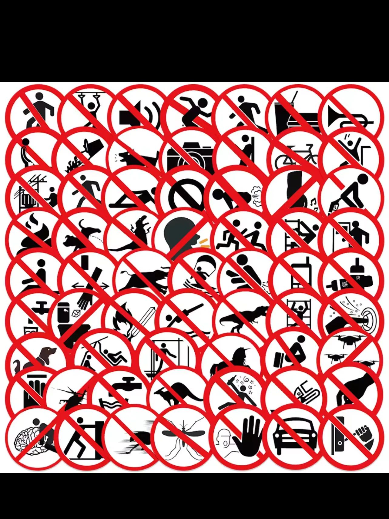 62 Pieces of Fun Warning Stickers for Luggage, Notebooks, Guitars, Skateboards, and Waterproof PVC Graffiti Stickers product image (1)