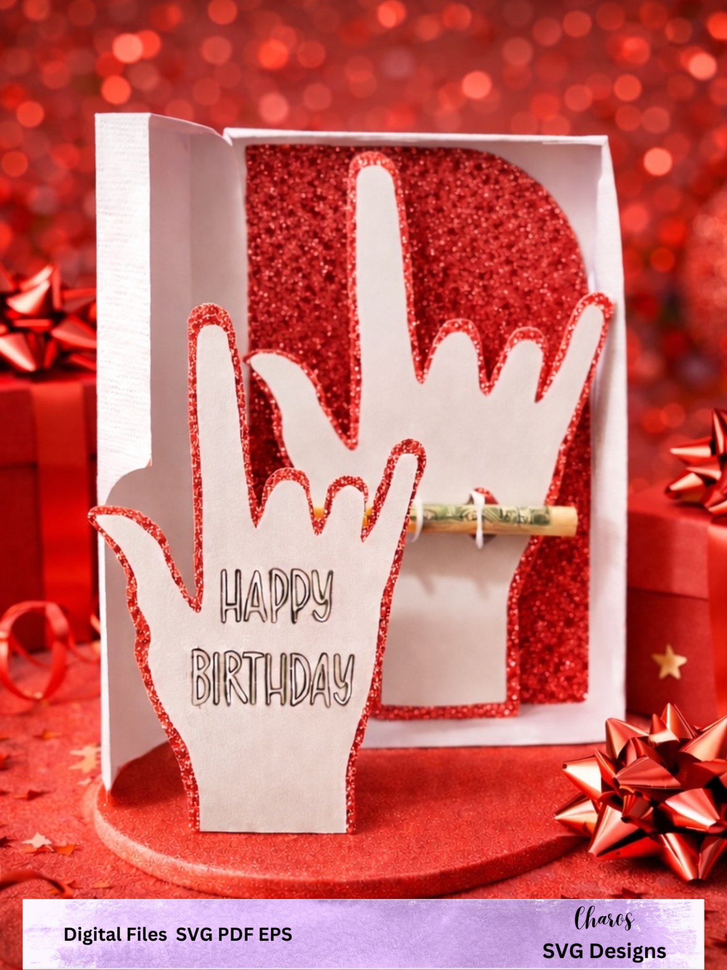 I Love You in ASL Money Holder Card & Gift Box SVG product image (7)