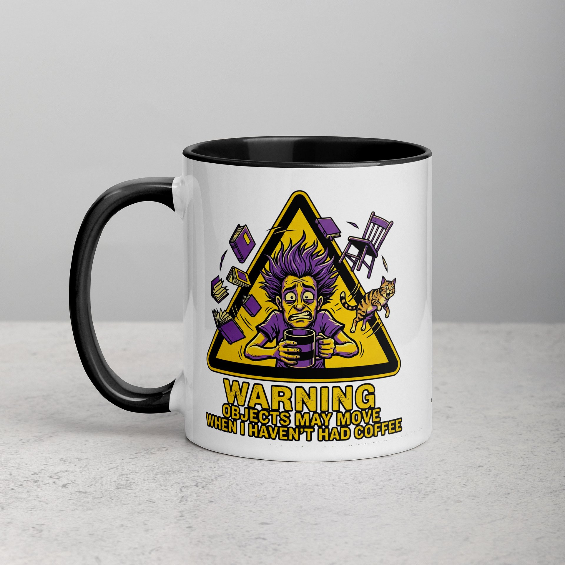 Warning Objects May Move Without Coffee Mug | Funny Hazard Sign Coffee Mug | Sarcastic Caffeine Lover Gift product image (1)