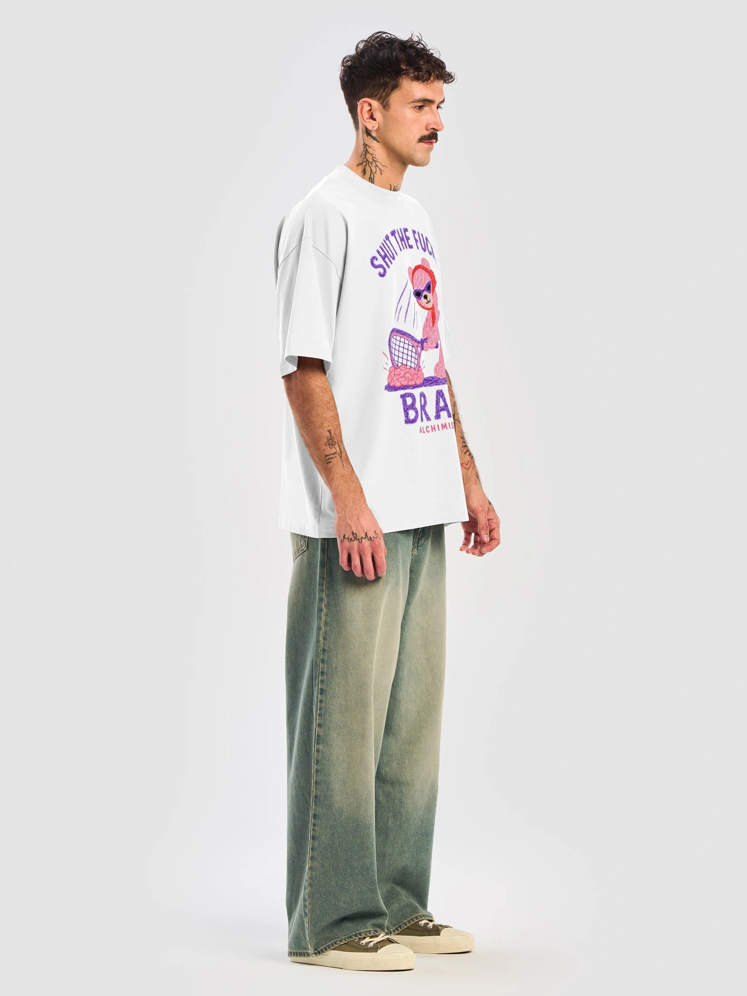 T-Shirt Unisex Oversize Coton Bio Poids Lourd - OVERTHINKING product image (7)