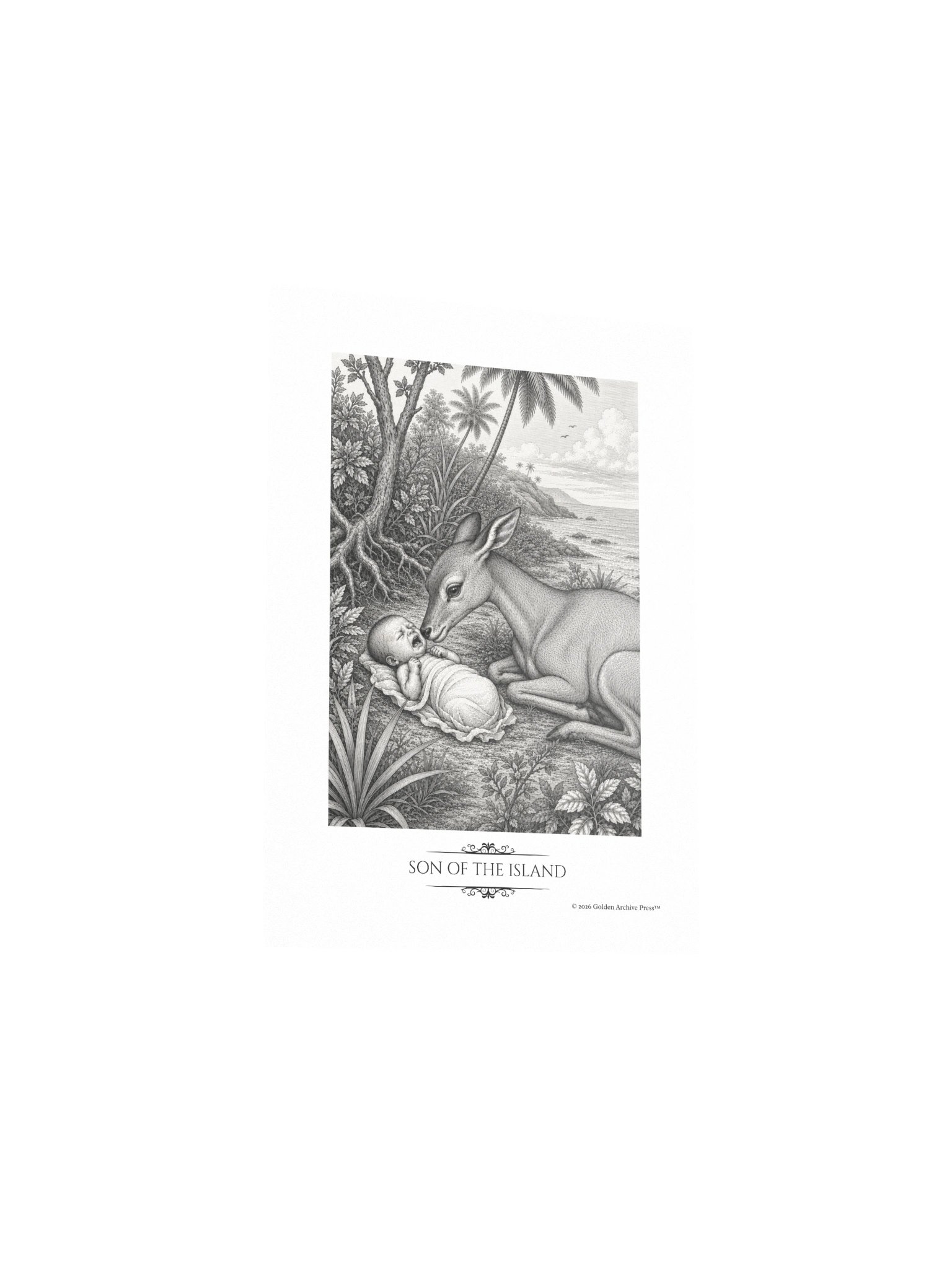Son of the Island — Engraving Art Print (Baby and Gazelle) product image (3)