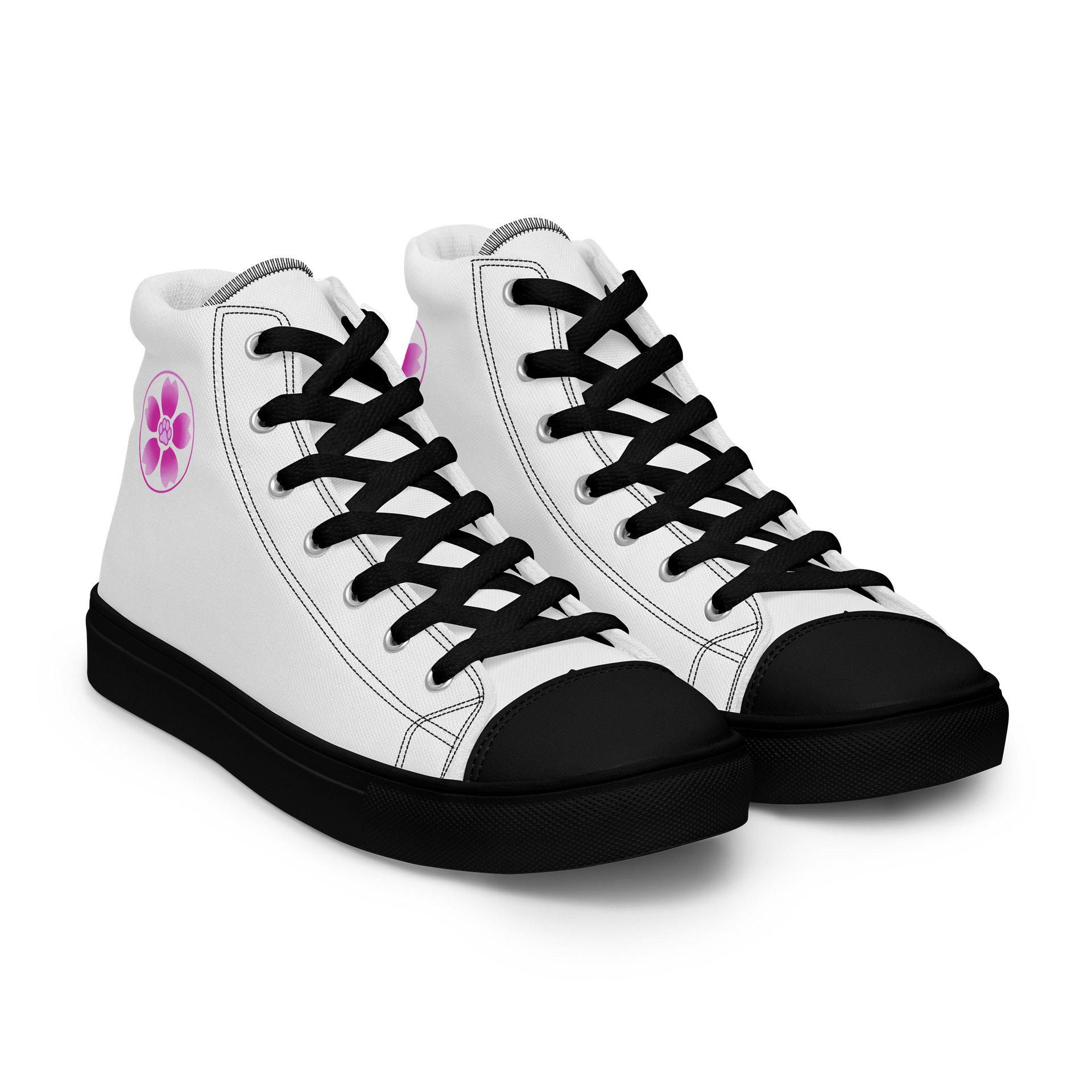 Moo Cherry Pawsom Logo Women's High-Canvas Shoes (White) product image (9)