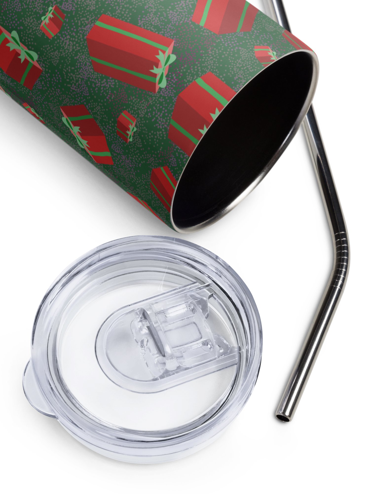 Retro Floating Red Presents Stainless Steel Tumbler with Straw product image (4)