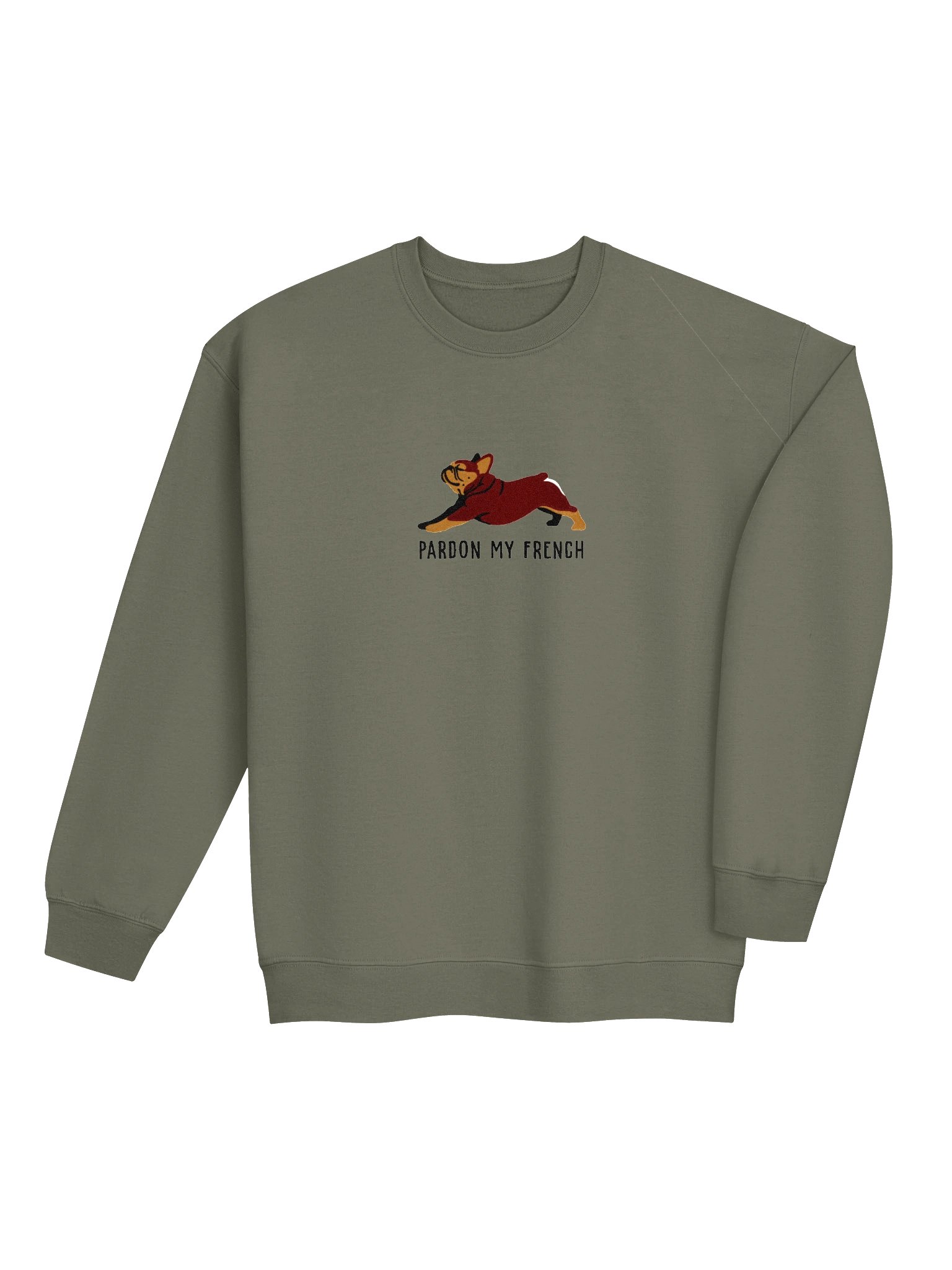 Pardon My French Sweatshirt (Embroidered) of a French Bulldog(Red & Tan) product image (7)