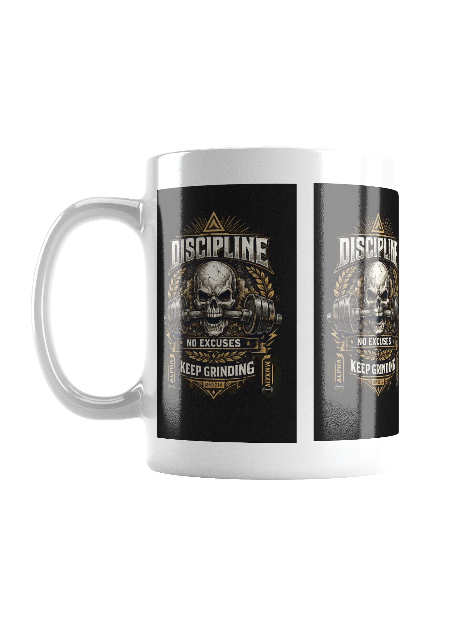 Discipline Skull Motivation Mug – Keep Grinding Coffee Cup product image (2)