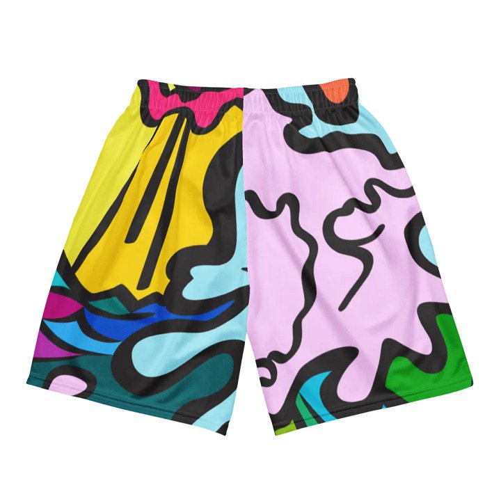 Vibrant Mesh Shorts: Abstract Harmony - Wave at Sunset product image (2)