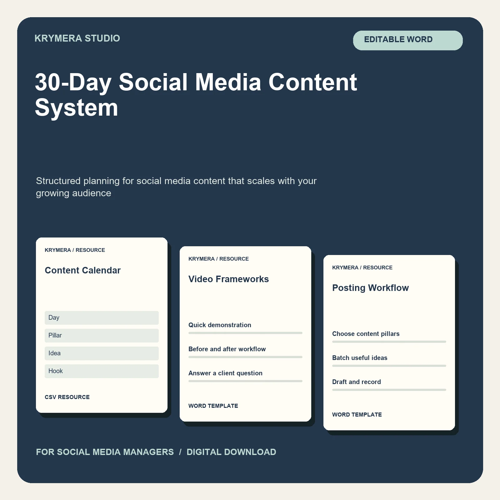 30-Day Social Media Content System: Plan consistent posts without content blocks product image (1)