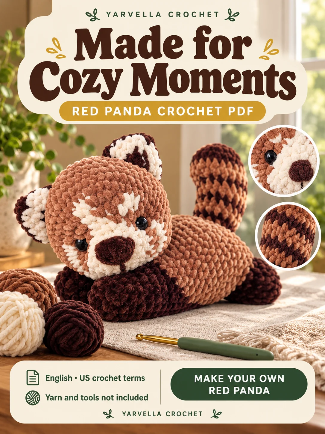 Red Panda Crochet Pattern PDF – Plush Amigurumi product image (4)